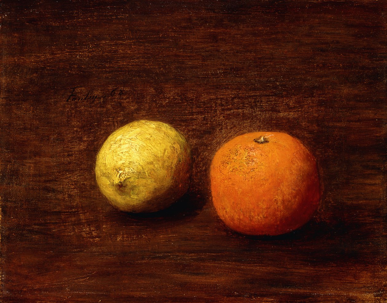 Stilleben, citron og appelsin; Nature Morte, Citron et Orange, 1868 af Ignace Henri Jean Fantin Latour