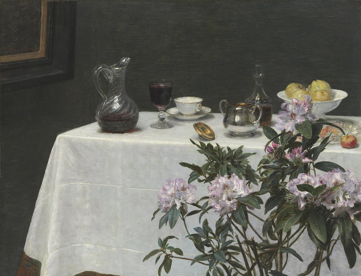 Stilleben: Bordhjørne, 1873 af Ignace Henri Jean Fantin Latour
