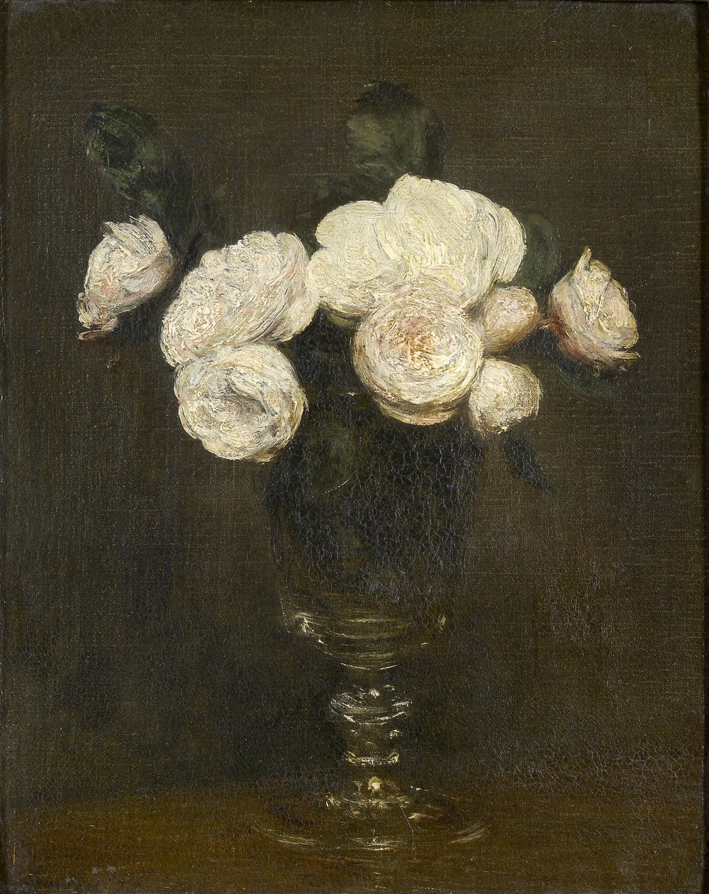 Stilleben af Malmaison Roses, 1800-tallet af Ignace Henri Jean Fantin Latour