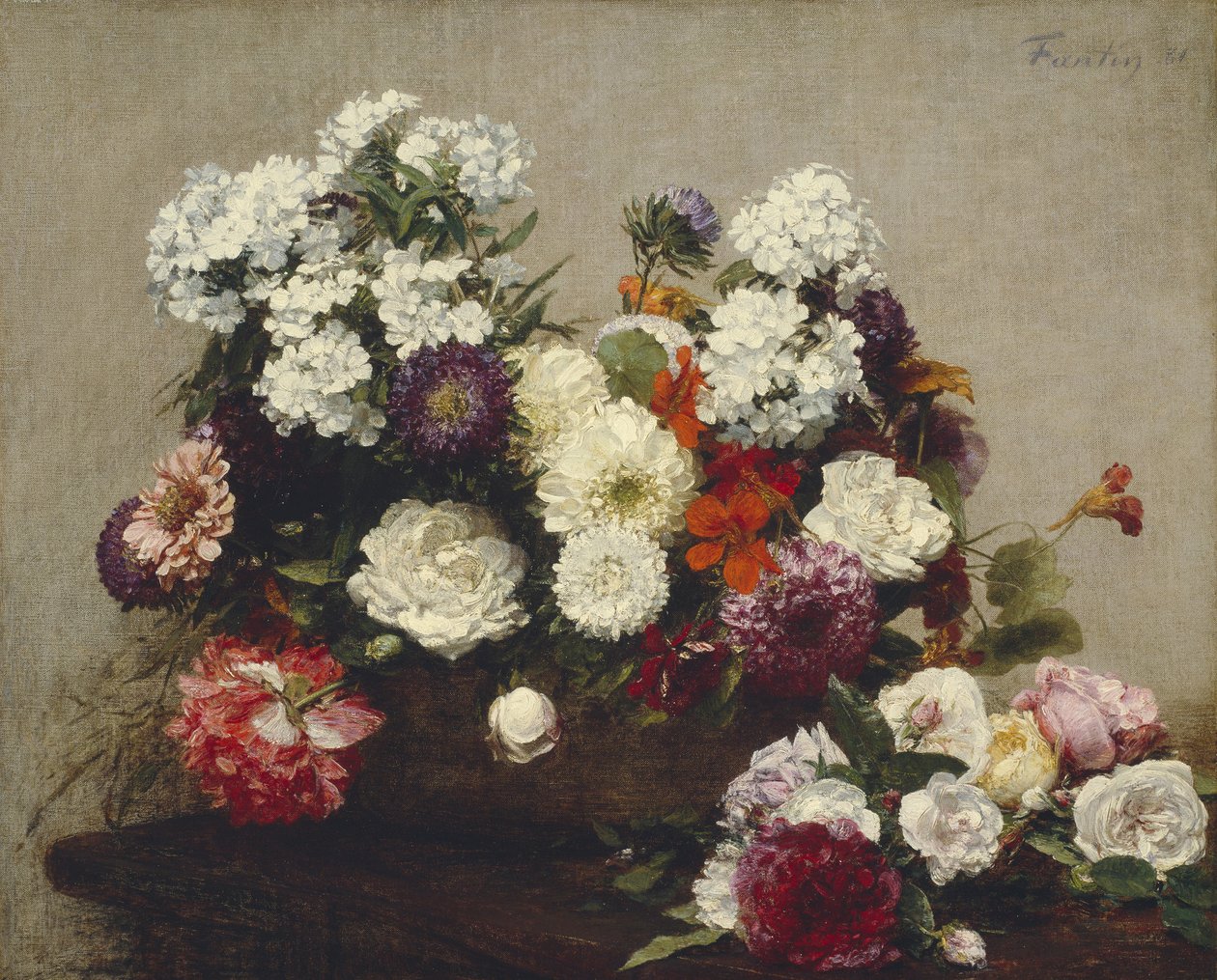 Stilleben med blomster, 1881 af Ignace Henri Jean Fantin Latour