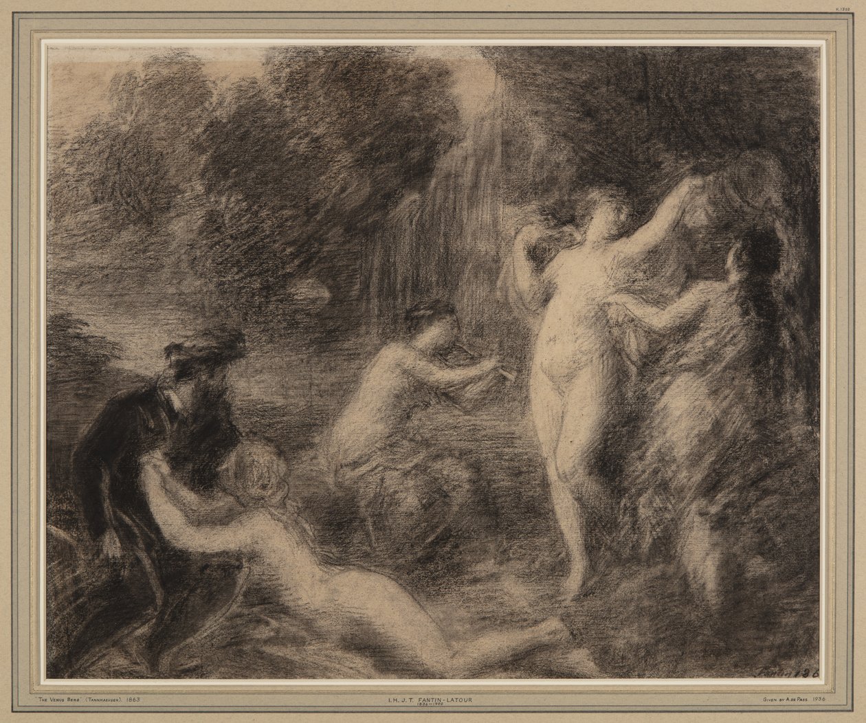 Tannhauser au Venusberg (kridt på papir) af Ignace Henri Jean Fantin Latour
