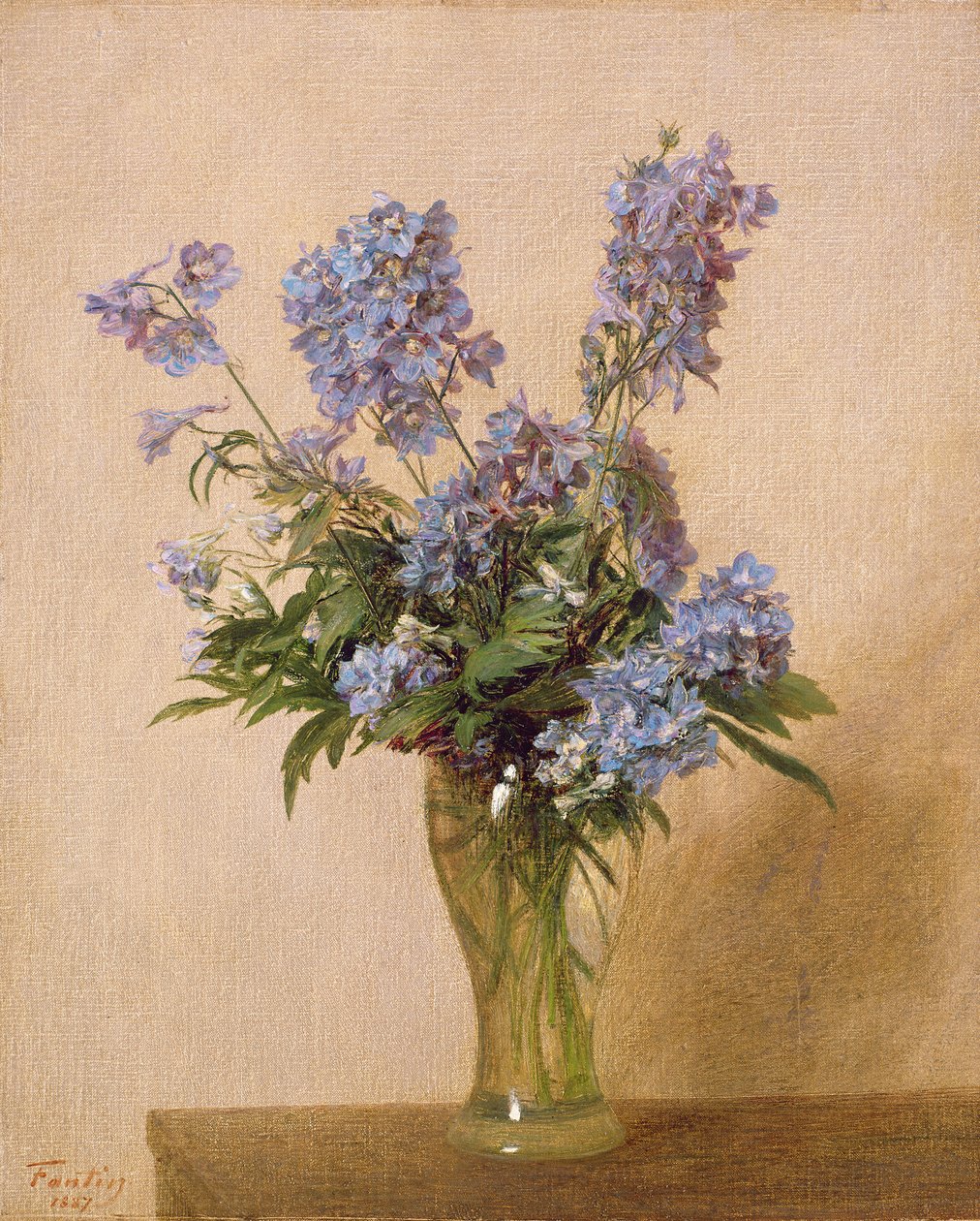 Vase af Columbines, 1887 af Ignace Henri Jean Fantin Latour