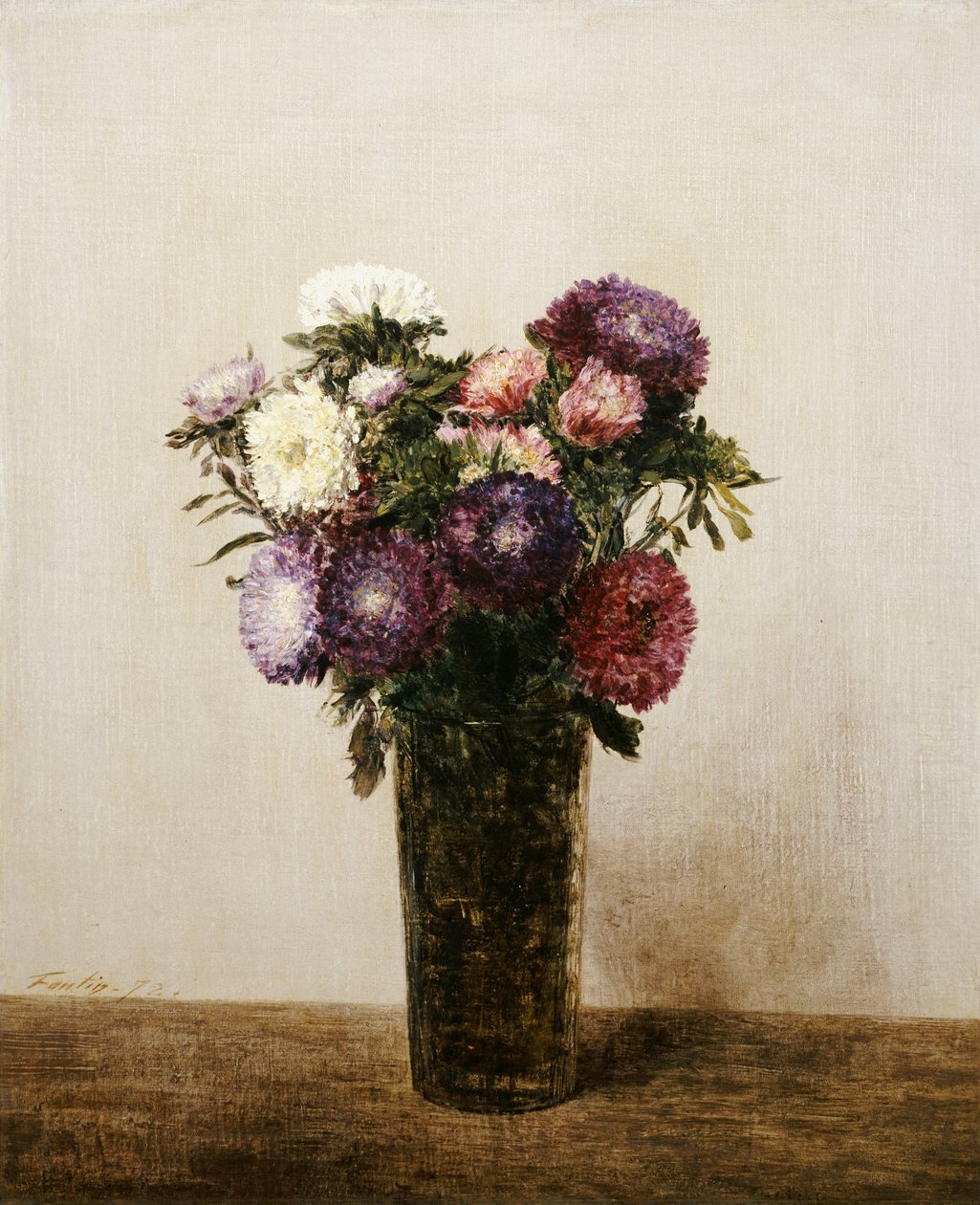 Vase med blomster, 1872 af Ignace Henri Jean Fantin Latour