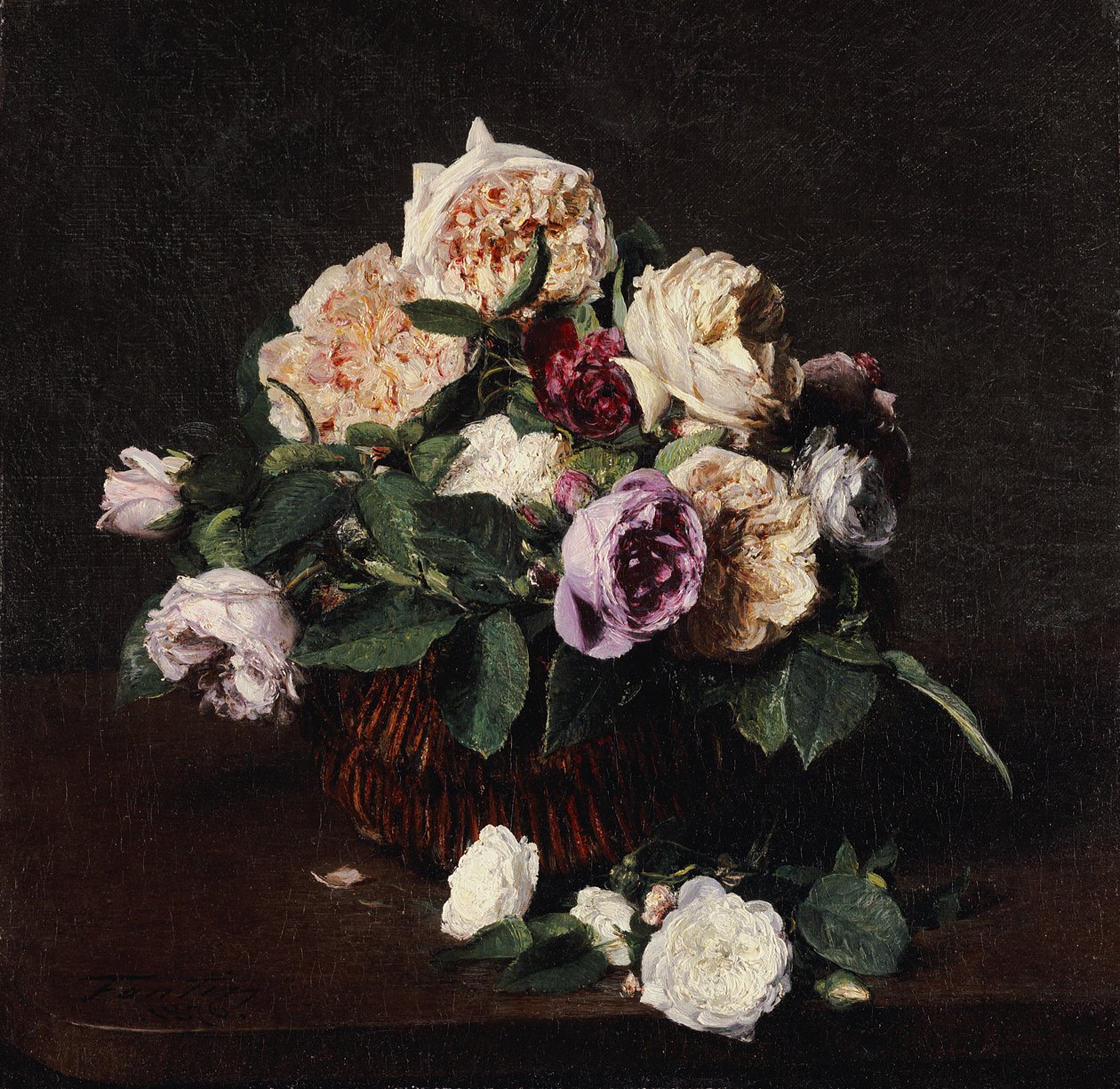 Vase med blomster, 1876 af Ignace Henri Jean Fantin Latour