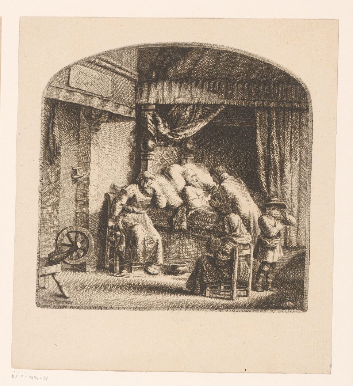 Gammel mand på dødslejet af Ignace Joseph de Claussin (attributed to)