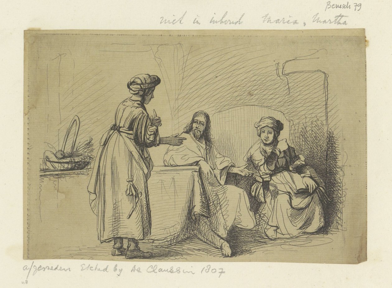 Christus bij Maria som Martha Samling af 85 originale tryk (serietitel) af Ignace Joseph de Claussin (possibly)