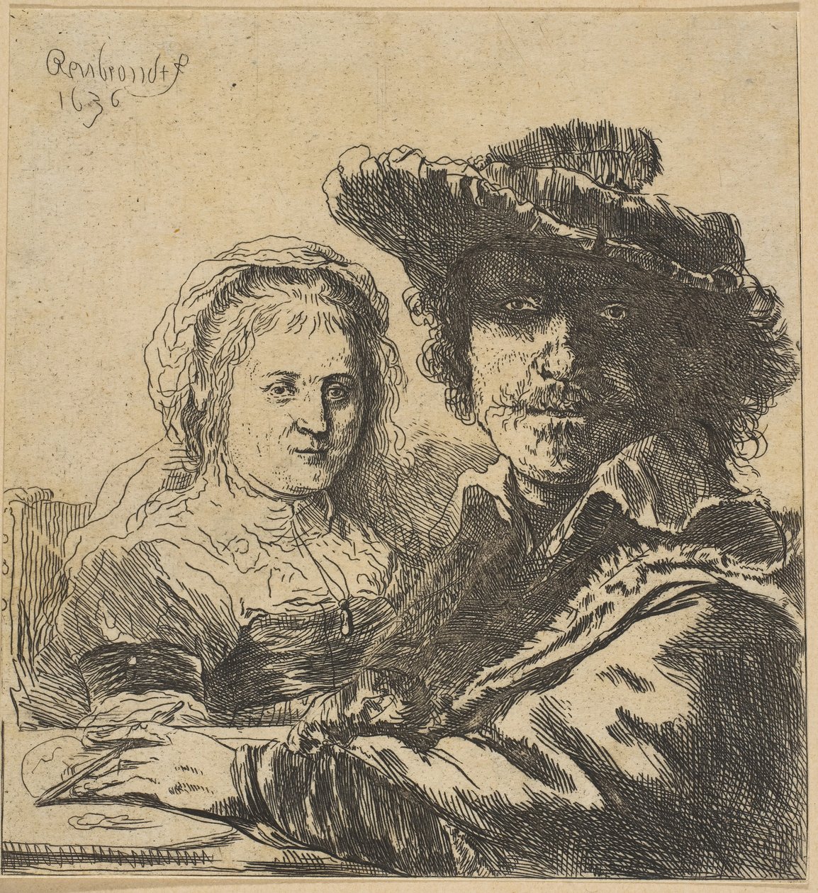 Rembrandt og hans kone kopi, 1786-1844. af Ignace Joseph de Claussin