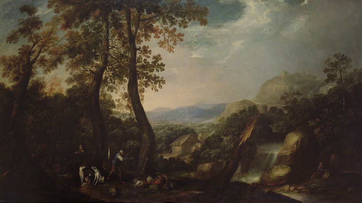 Landskab med torrent, 1665 af Ignacio Iriarte