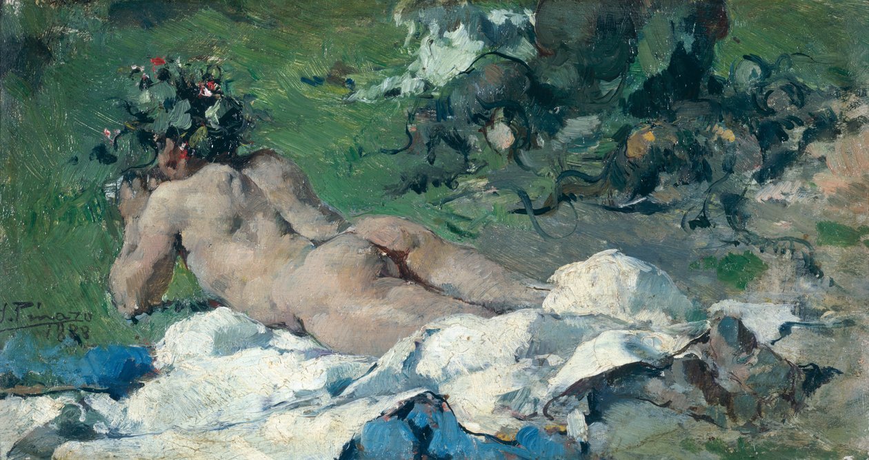 Studie af en nøgen af Ignacio Pinazo Camarlech