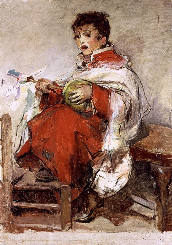 Alterdreng, der spiller zambomba af Ignacio Pinazo Camarlench