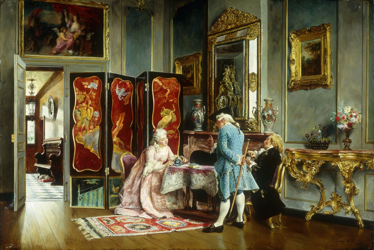 Figurer i et elegant interiør, 1879 af Ignacio Leon y Escosura