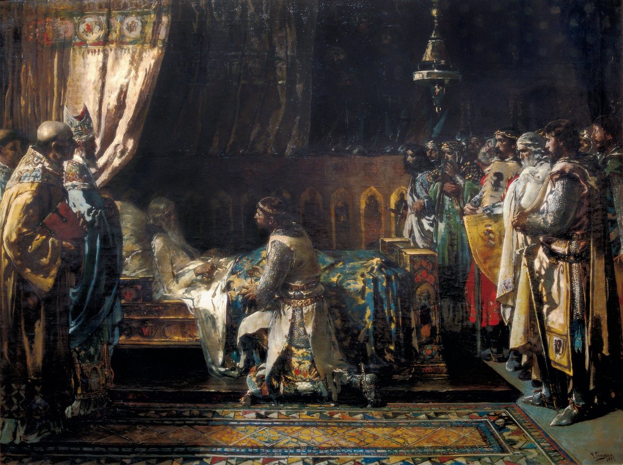De sidste øjeblikke af King James I sagde Erobreren af Ignacio Pinazo Camarlech