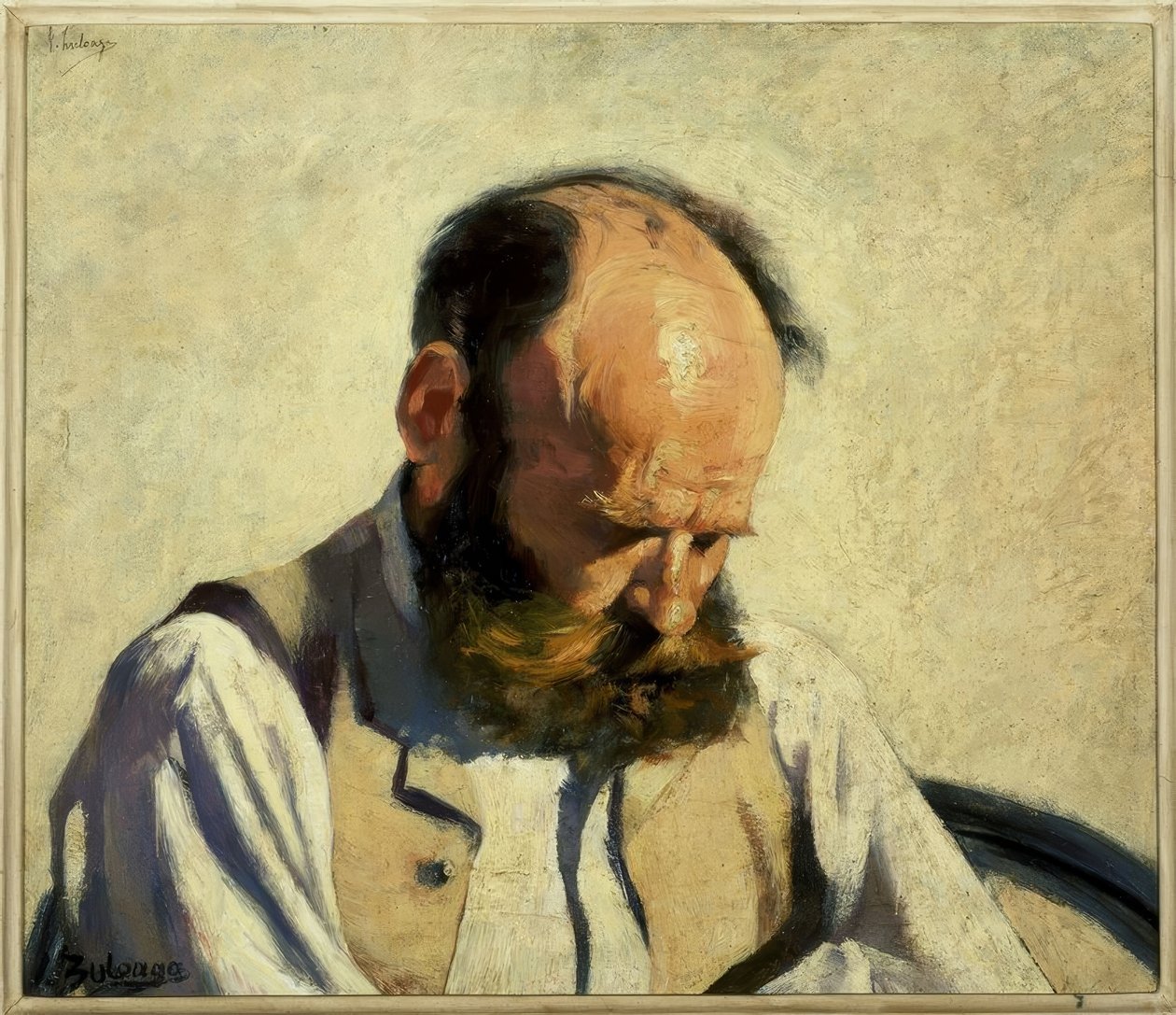 Tiggerhoved - 1890 - OLIE / LÆRD - 43X50 CM af Ignacio Zuloaga y Zabaleta