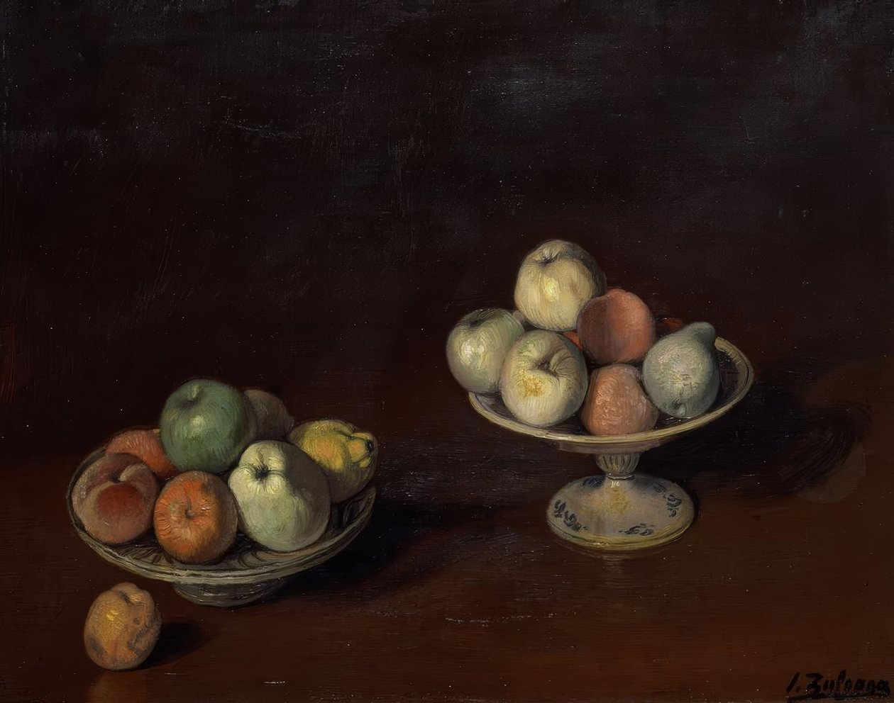 FRUGT SKÅL OG TALDE MED ÆBLE - O/L - 69X88 CM af Ignacio Zuloaga y Zabaleta
