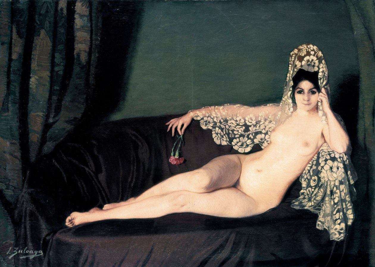 "Feminin nøgen" - Portræt af grevinden Anna prinsesse Brancoveanu (Brancovan) af Ignacio Zuloaga y Zabaleta