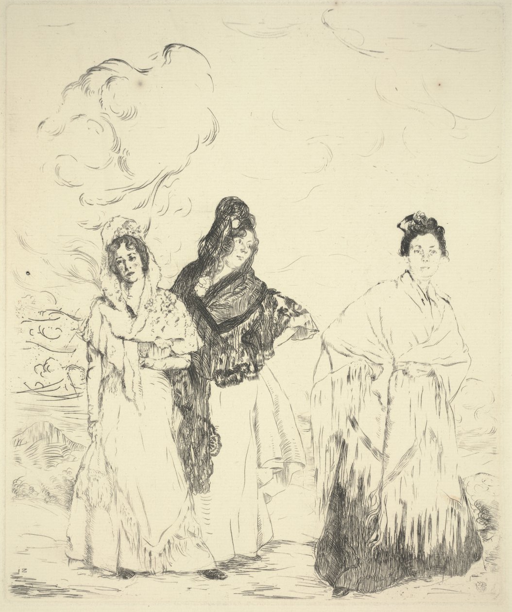 Las Manolas, ca. 1899 (tørpunkt) af Ignacio Zuloaga y Zabaleta