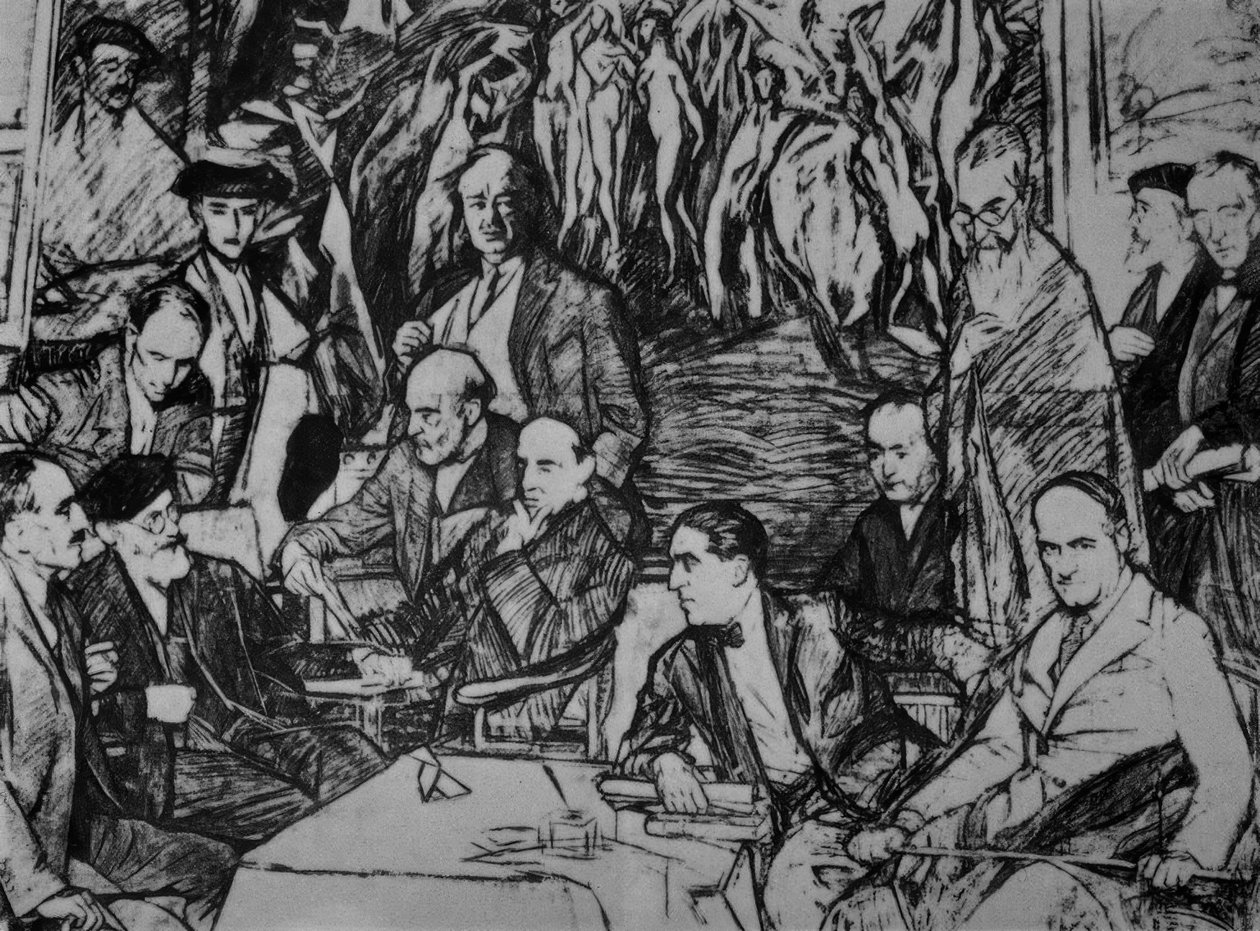 MIS AMIGOS - 1920/36 - DIBUJO - CARBON / OLEO / LIENZO - 234X292 CM af Ignacio Zuloaga y Zabaleta