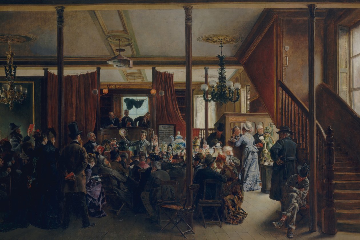 Auktionssalg i Clinton Hall, New York, 1876, 1876. af Ignacio de León Escosura