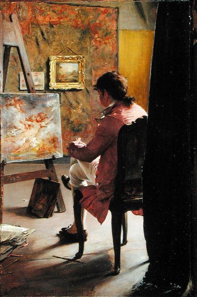 Maleren, ca. 1883 (olie på panel) af Ignaz Marcel Gaugengigl