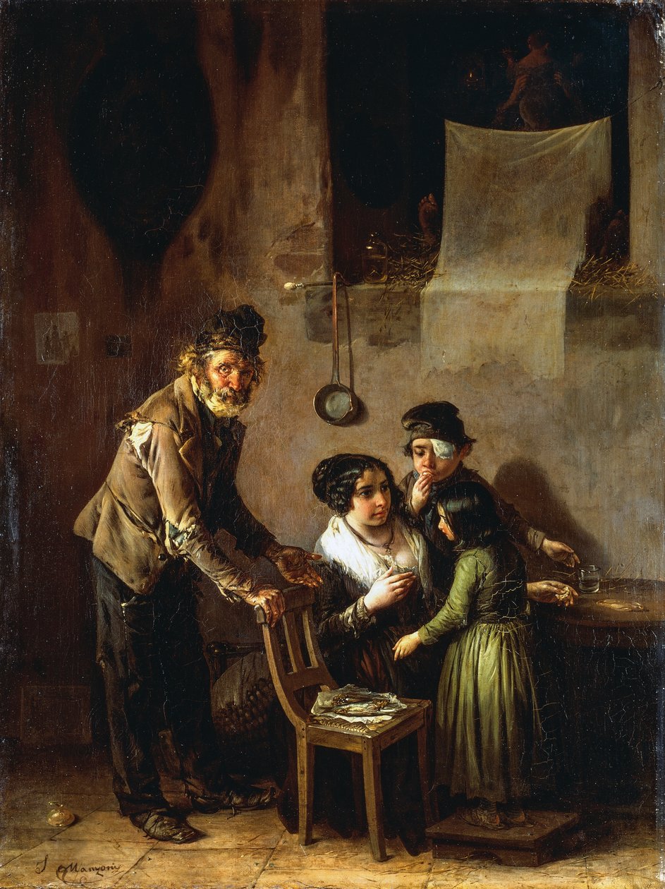 Familiegruppe, af Ignazio Manzoni (1799-1888), olie på lærred af Ignazio Manzoni