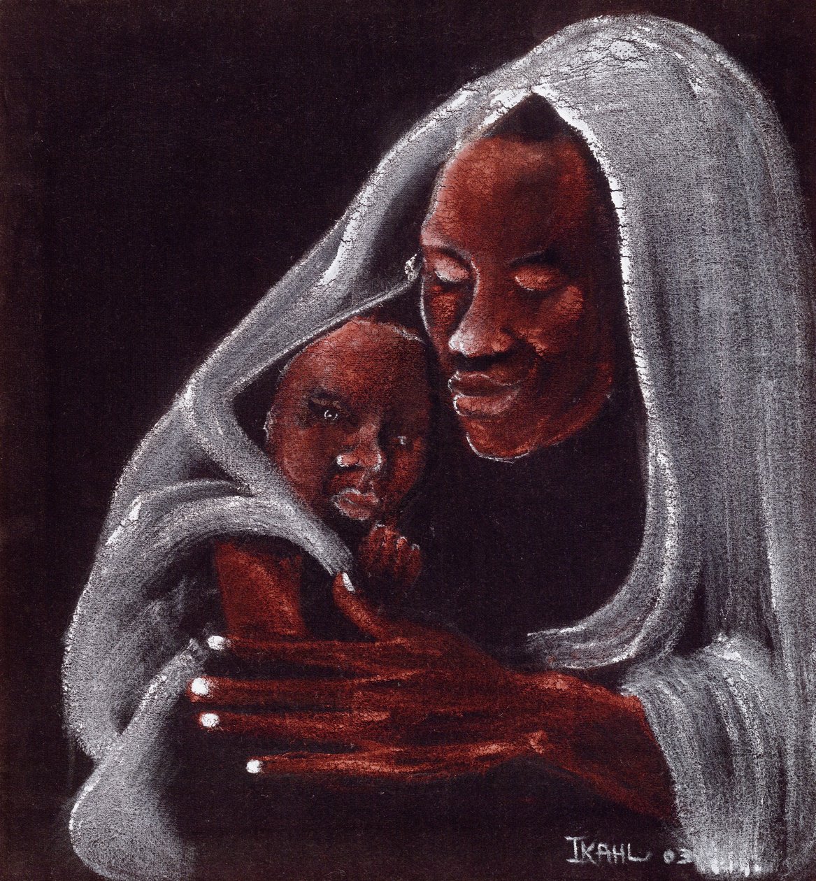 Far og søn, 2003 (olie på ruskind) af Ikahl Beckford