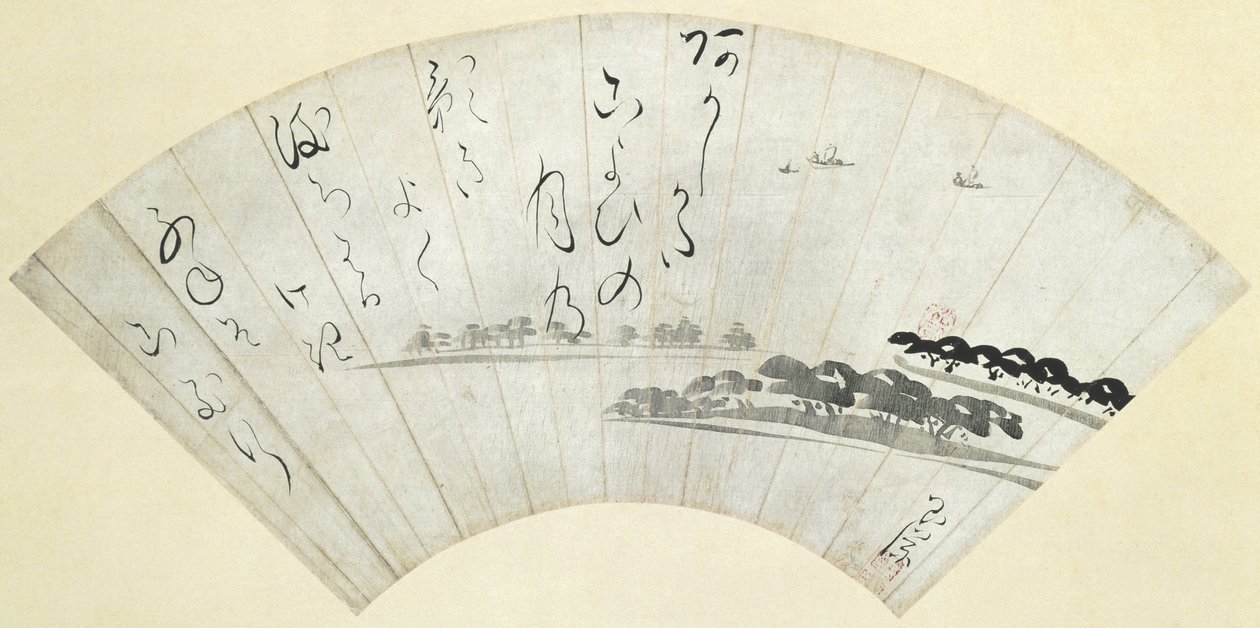 Akashi Bay, slutningen af det 18. århundrede (blæk på papir størrelse med glimmer) af Ike Gyokuran