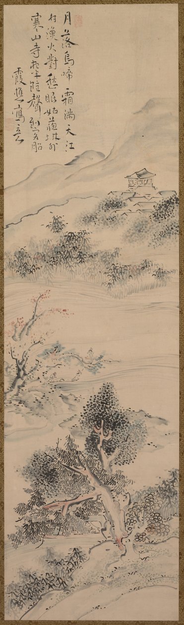 Illustration af Zhang Qis digt på Cold Mountain Temple af Taiga Ike