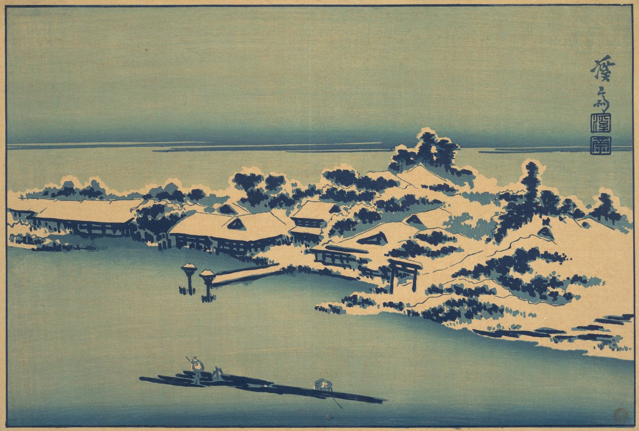 Vinterlandskab, begyndelsen af midten af det 19. århundrede. af Ikeda Eisen