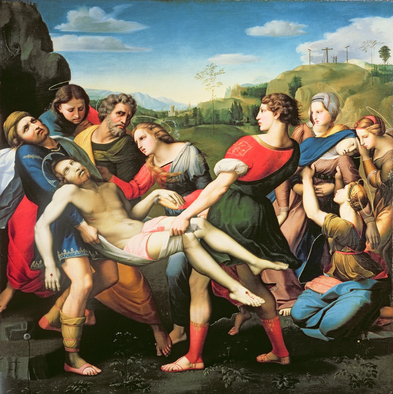 Gravmælet, efter et maleri af Raphael i Villa Borghese, Rom, 1600-tallet af Il Sassoferrato