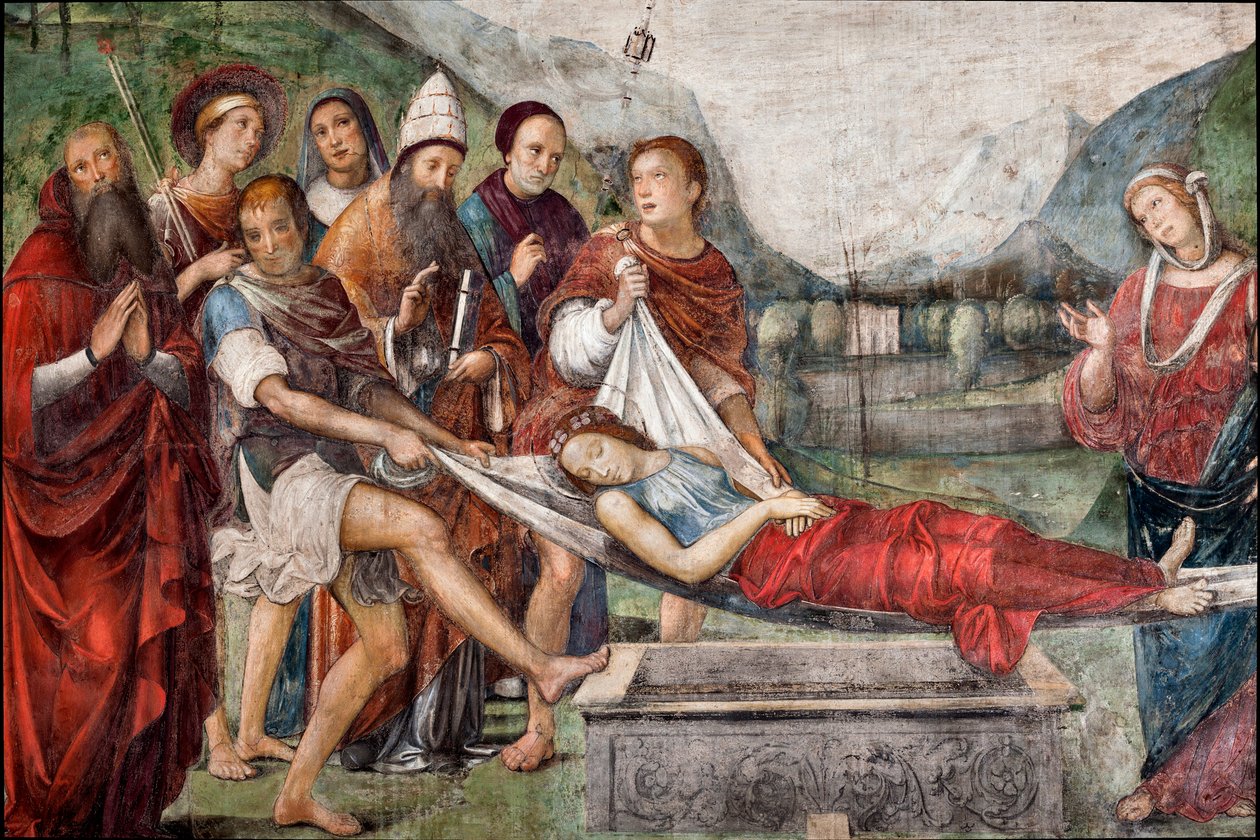 Begravelsen af St. Cecile, detalje af Il  Francia