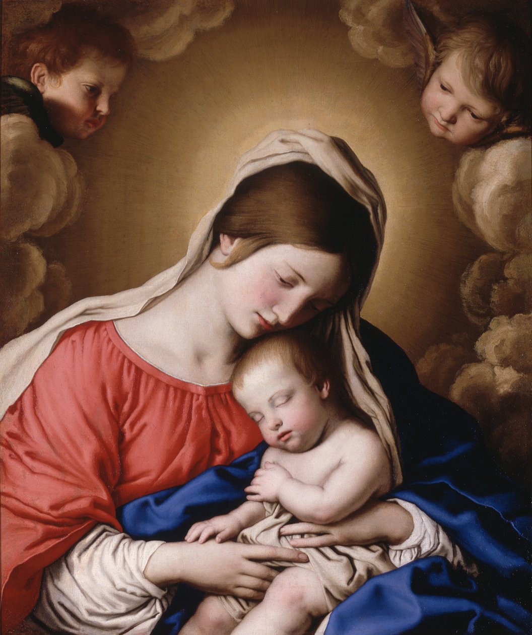 Madonna og barn (olie på lærred) af Il (1609 85) Sassoferrato