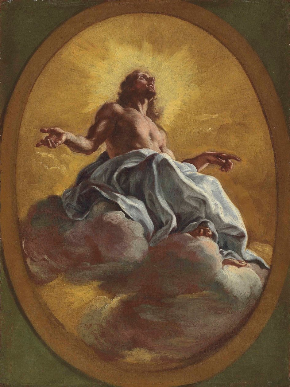 Kristus i herlighed, i en malet oval af Il Baciccio