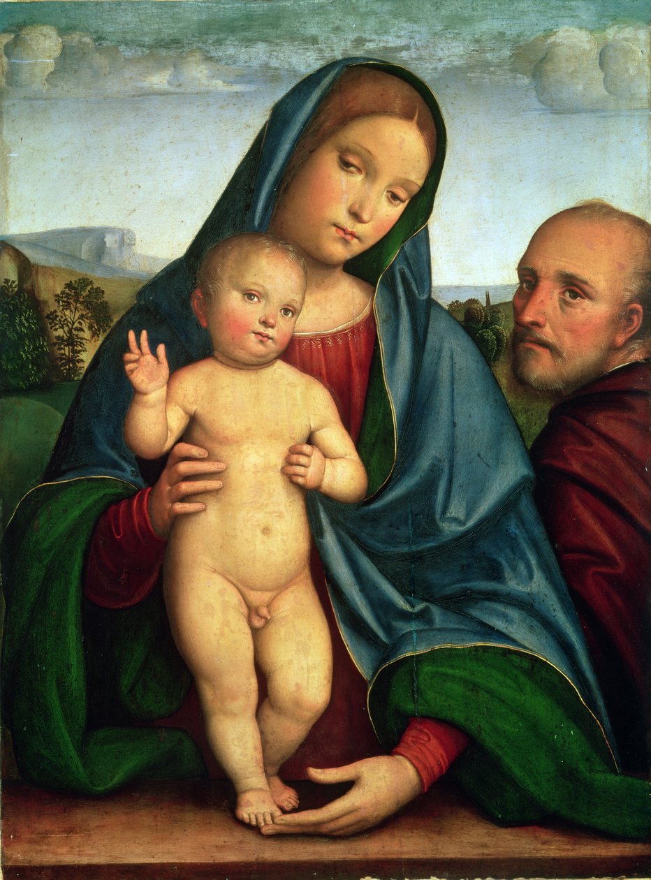 Den hellige familie (panel) af Il Francia