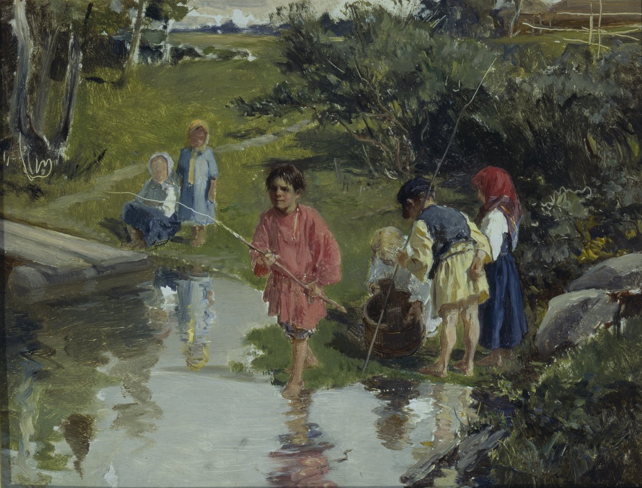 Børnefiskeri, 1882 af Illarion Mikhailovich Pryanishnikov