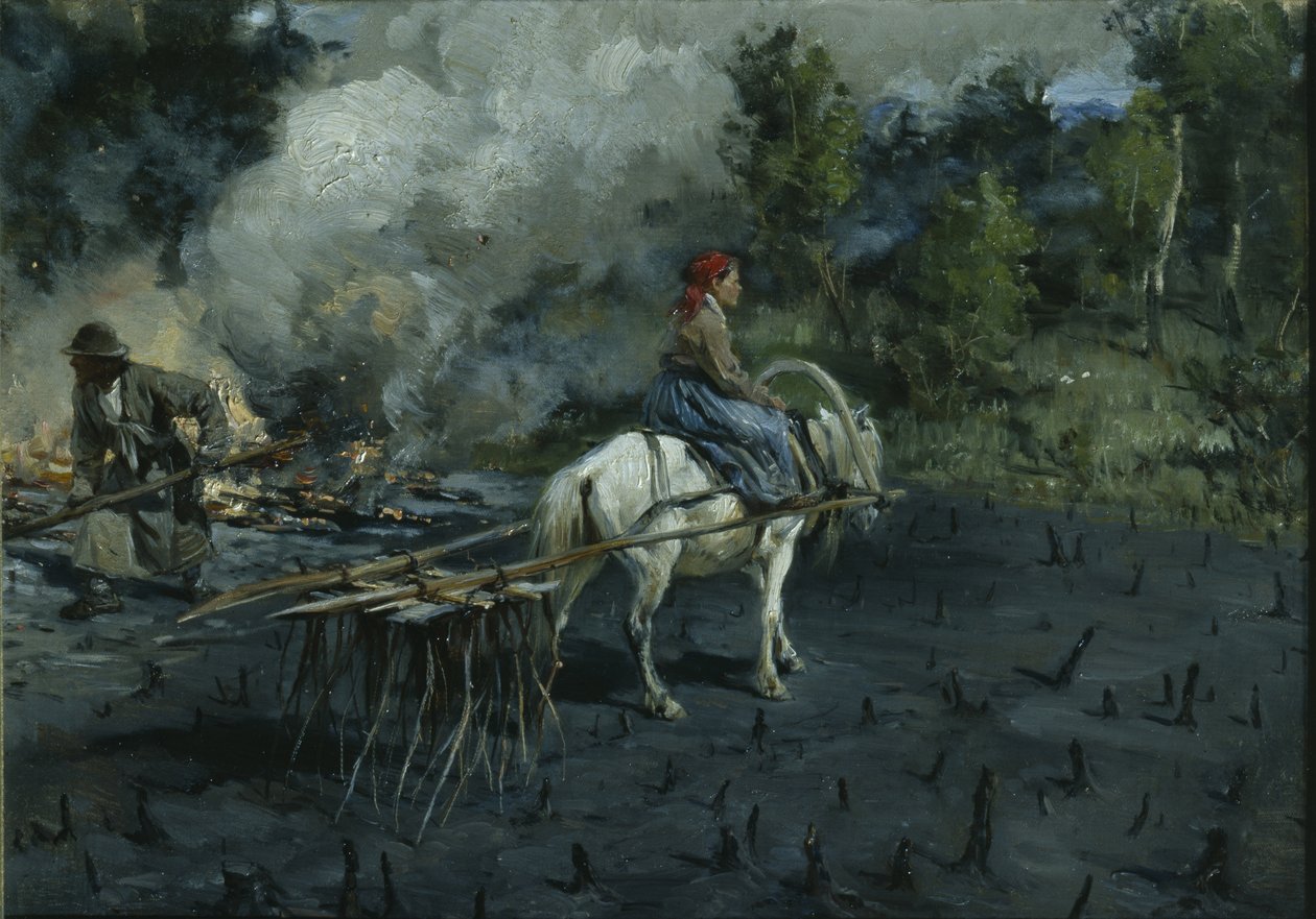 Jordforberedelse til hørfrø i Vologda-regionen, 1873 af Illarion Mikhailovich Pryanishnikov