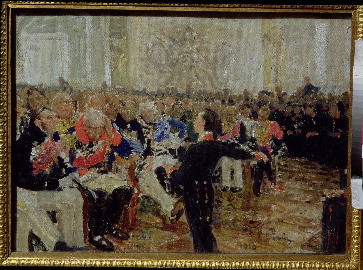 Aleksandr Sergeevich Pushkin (1799-1837) opfører poesi på Lyceum den 8. januar 1815, 1910 af Ilya Efimovich Repin
