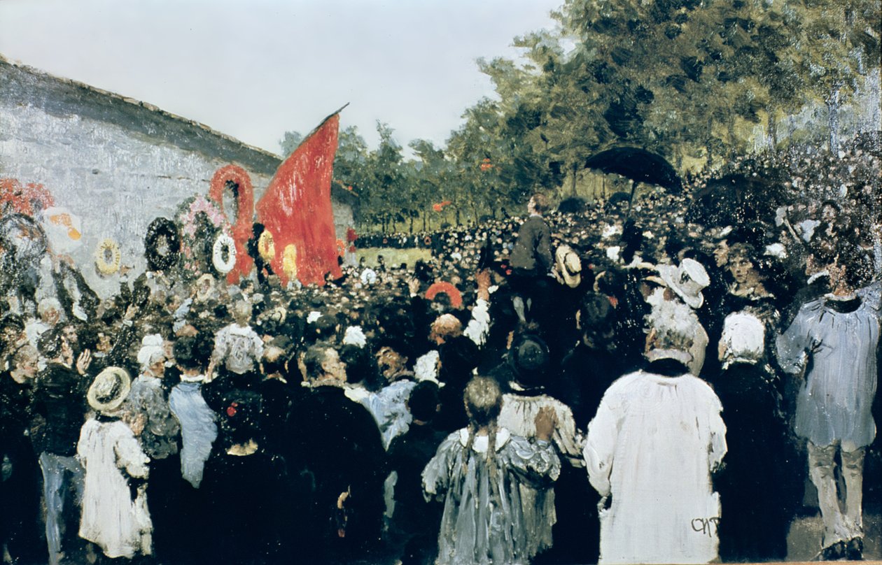 Møde ved Mur des Federes - Pere Lachaise, 1883 af Ilya Efimovich Repin