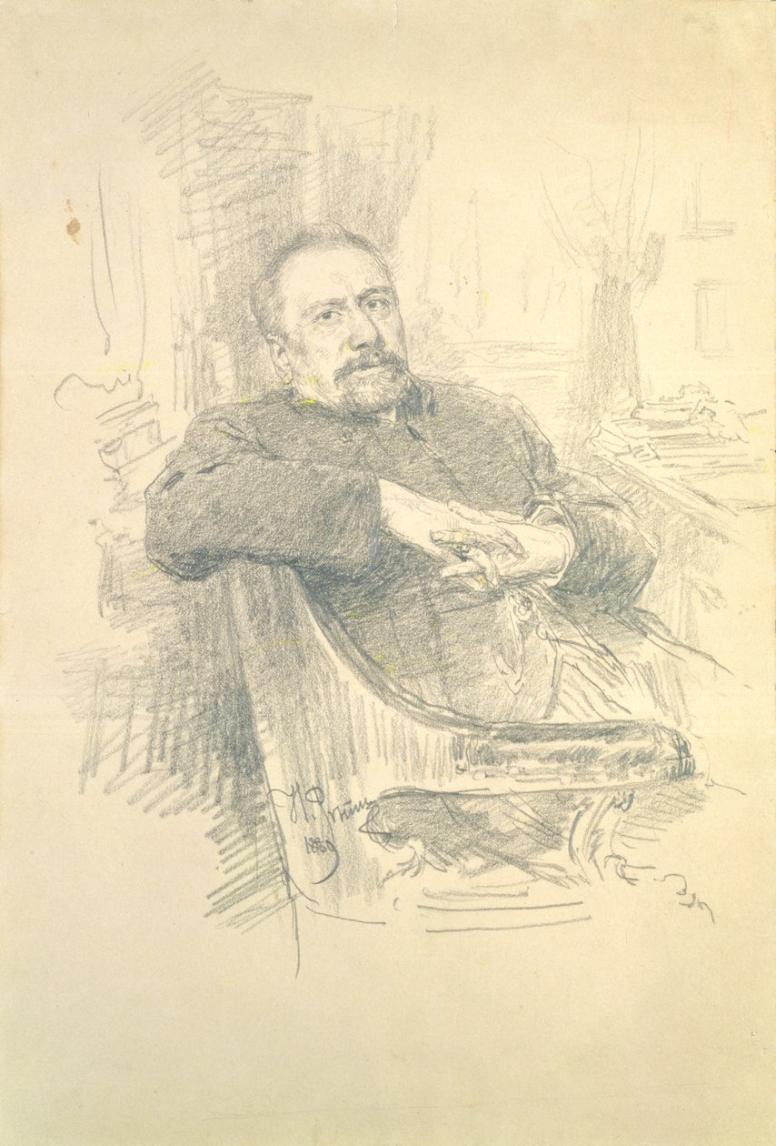 Portræt af Nikolaj Leskov (1831-95), 1889 af Ilya Efimovich Repin