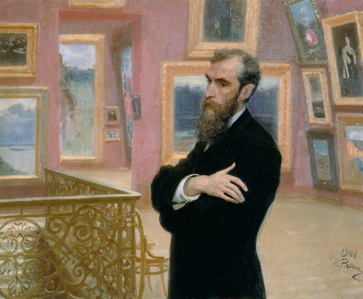 Portræt af Pavel Tretyakov (1832-98) i Galleriet, 1901 af Ilya Efimovich Repin