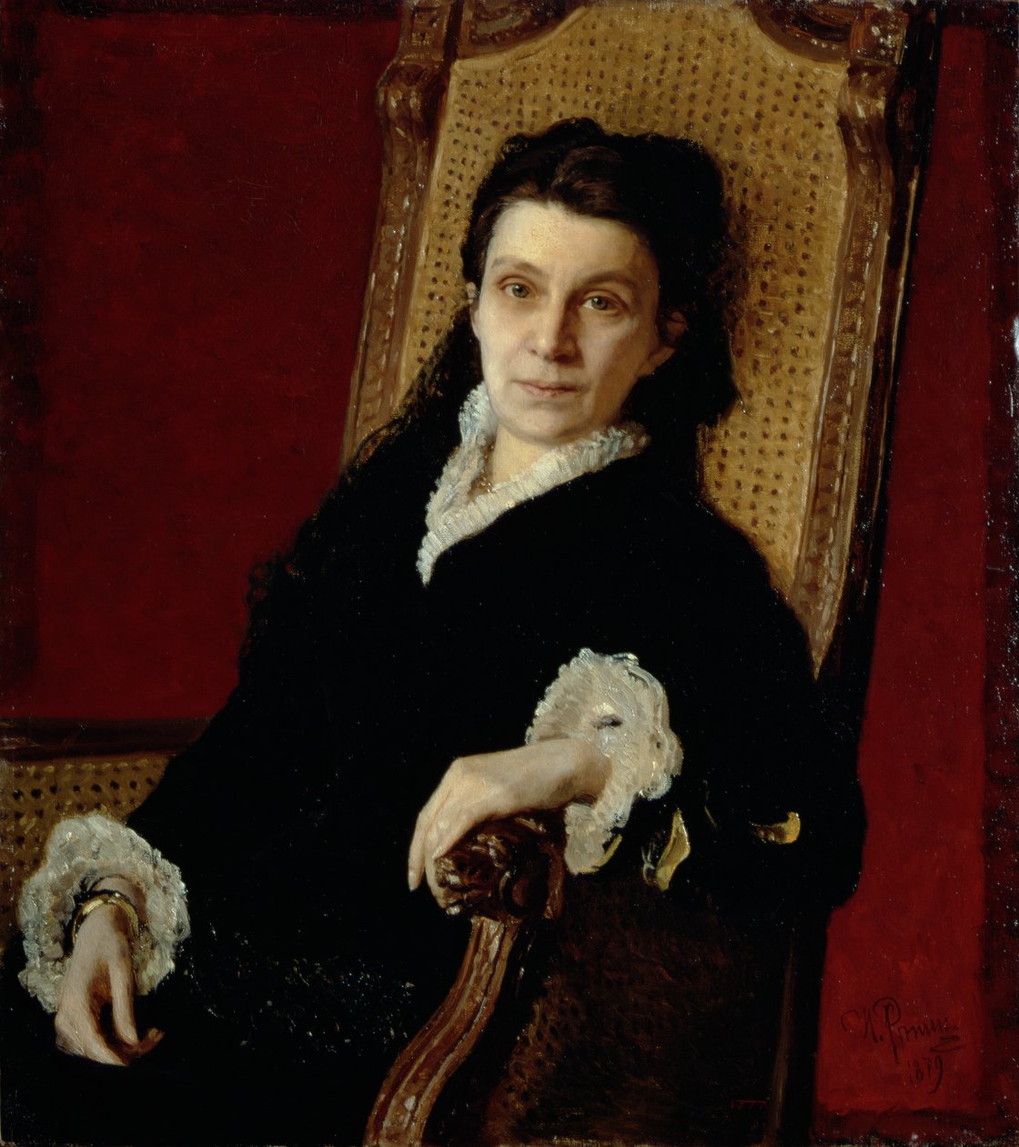 Portret af Polixena Stepanovna Stasova (1839-1918) vif af D.V. Stasov, 1879 af Ilya Efimovich Repin