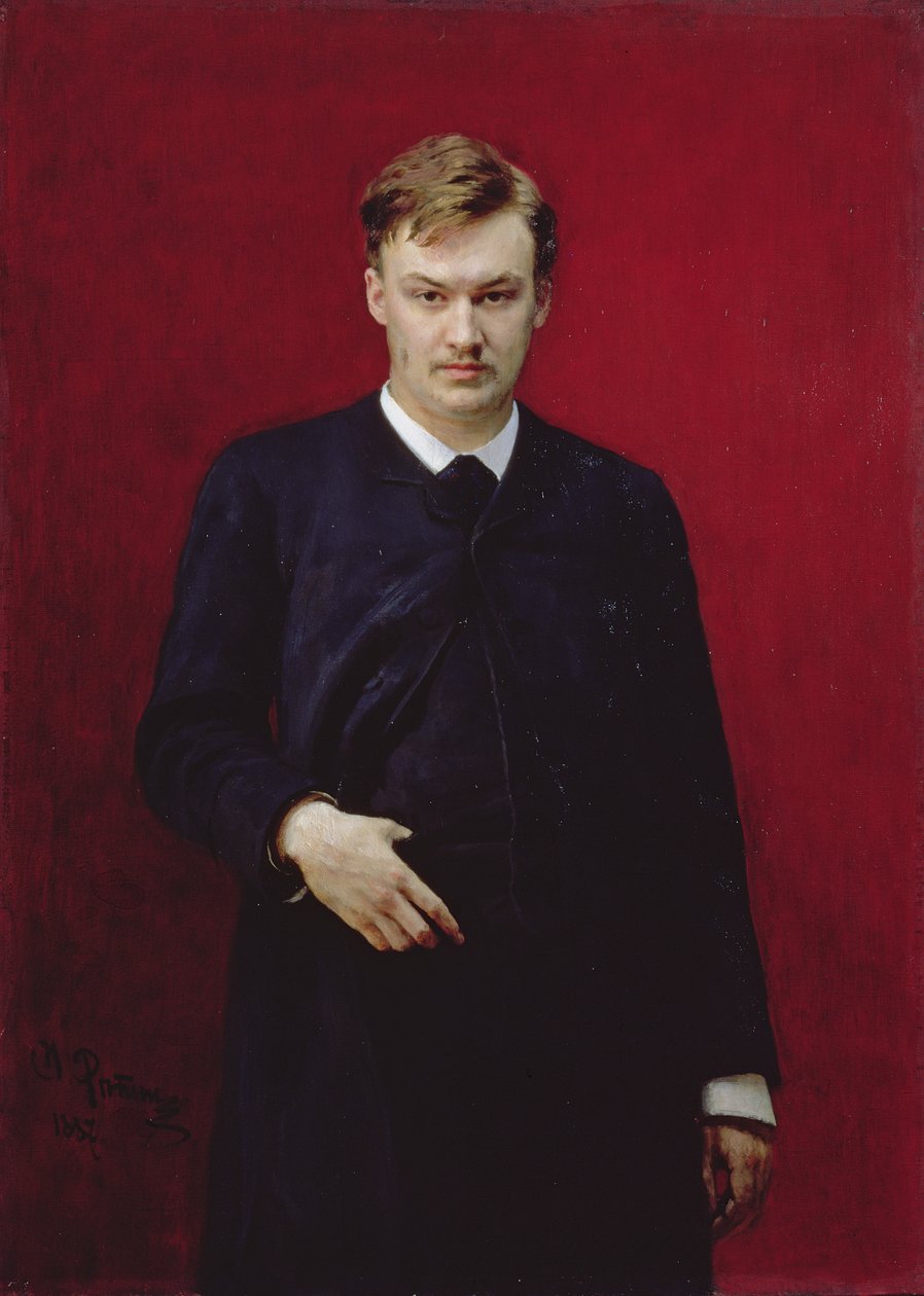 Portræt af komponisten Alexander Konstantinovich Glazunov (1865-1936) 1887 af Ilya Efimovich Repin