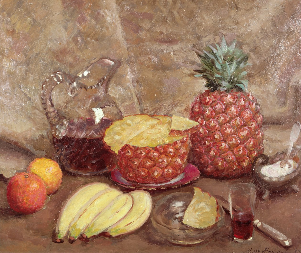 Stilleben med ananas, 1938 af Ilya Ivanovich Mashkov