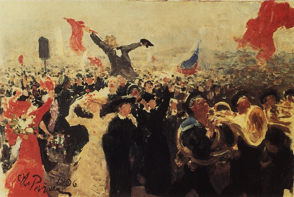 17 1905. Fremvisning den 17. oktober 1905 Skitse. af Ilya Efimovich Repin