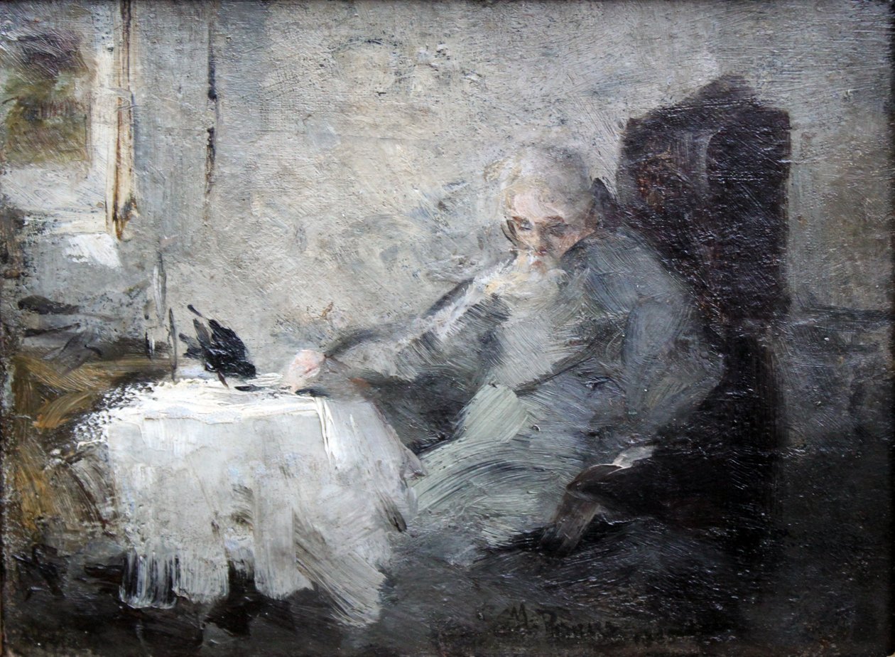 Gammel mand og ravn af Ilya Efimovich Repin