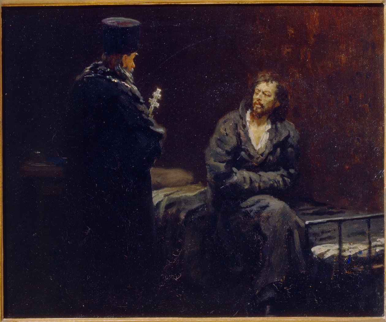 Før tilståelse. Maleri af Ilya Yefimovich Repin (Ilia Repin) (1844-1930), olie på lærred af Ilya Efimovich Repin