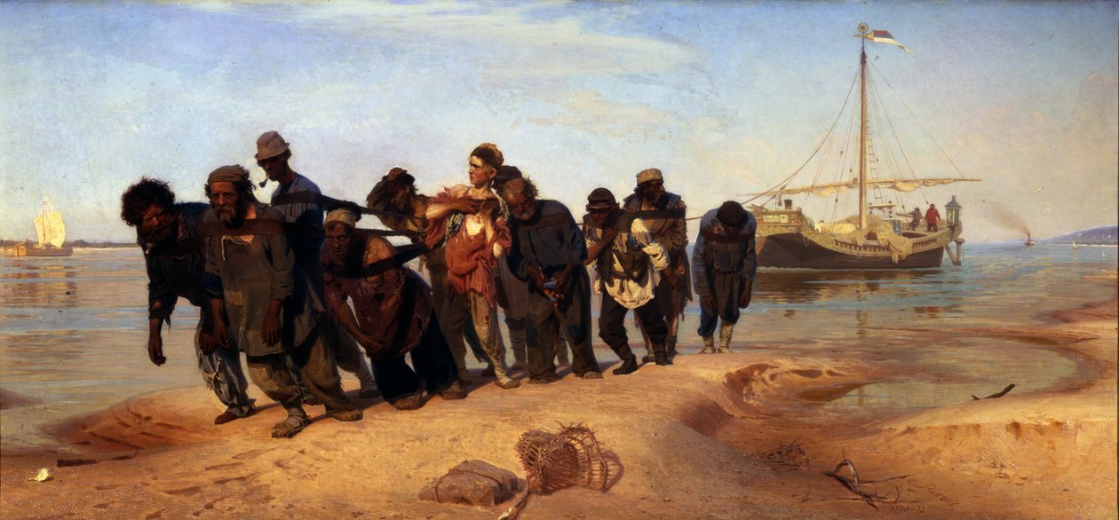 Pramvogne på Volga, 1872-1873 af Ilya Efimovich Repin