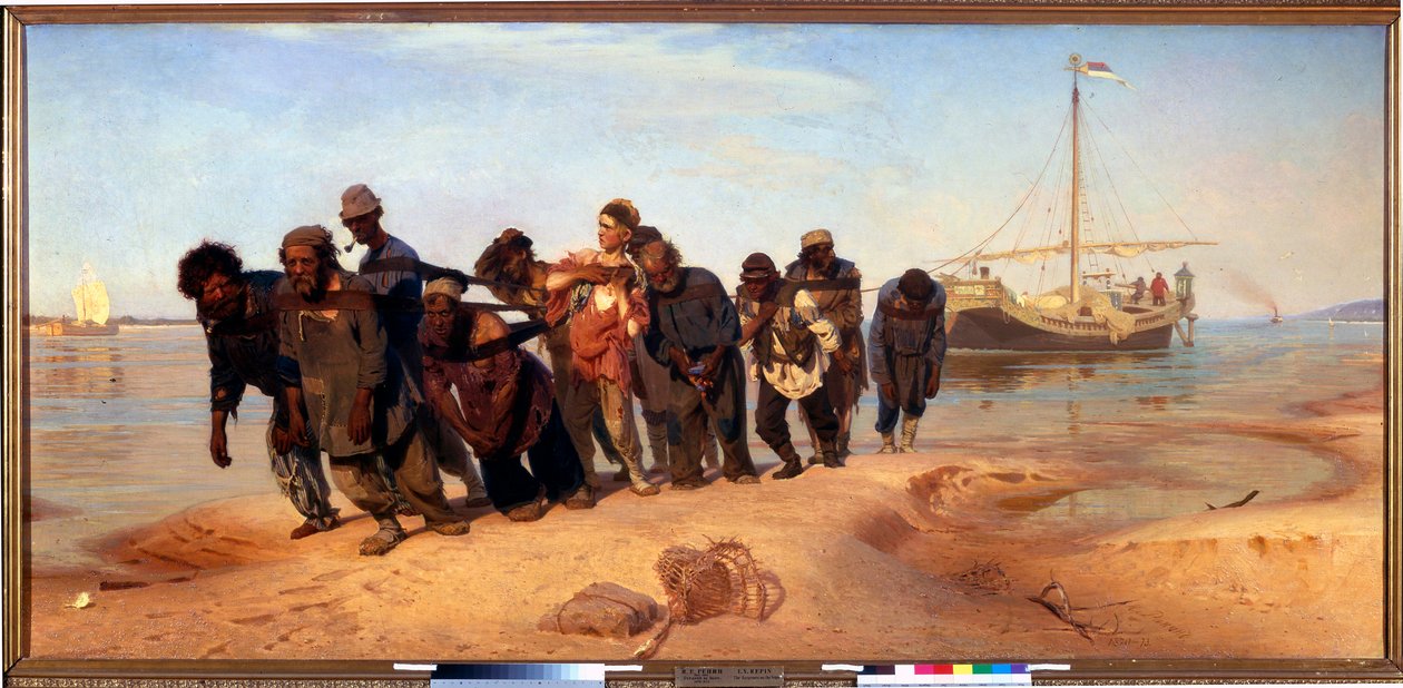 Pramdragere på Volga (Rusland) af Ilya Efimovich Repin