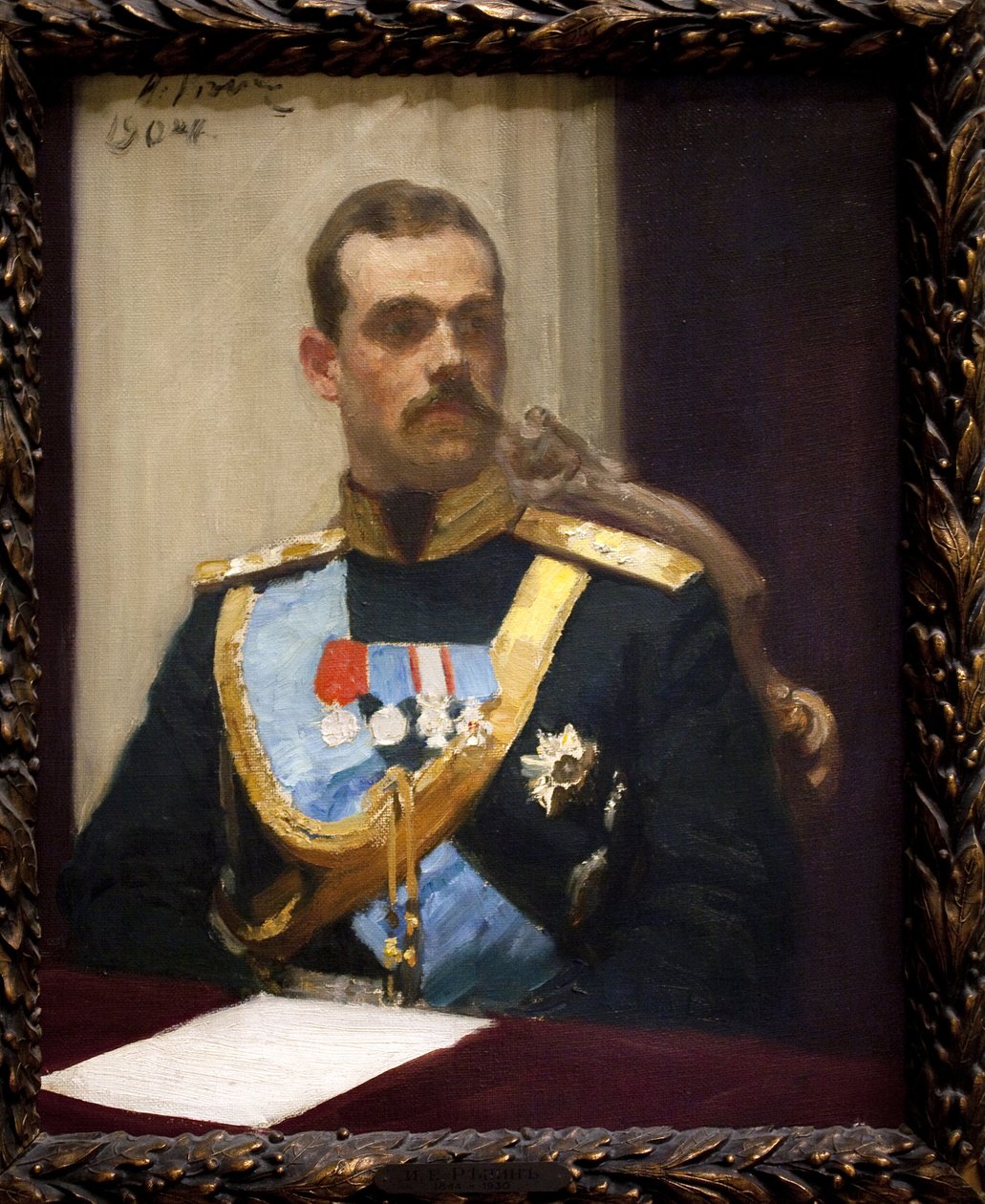Storhertug Mikhail Alexandrovich Romanov eller Michael af Rusland (1878-1918). Olie på lærred af Ilya Efimovich Repin