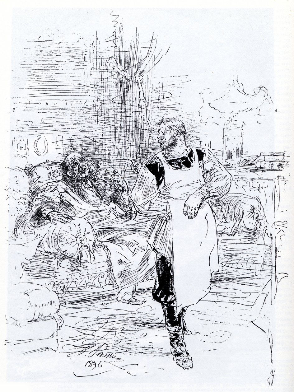 Illustration til romanen The Death of Ivan Ilyich af Leo Tolstoy, 1896 af Ilya Efimovich Repin