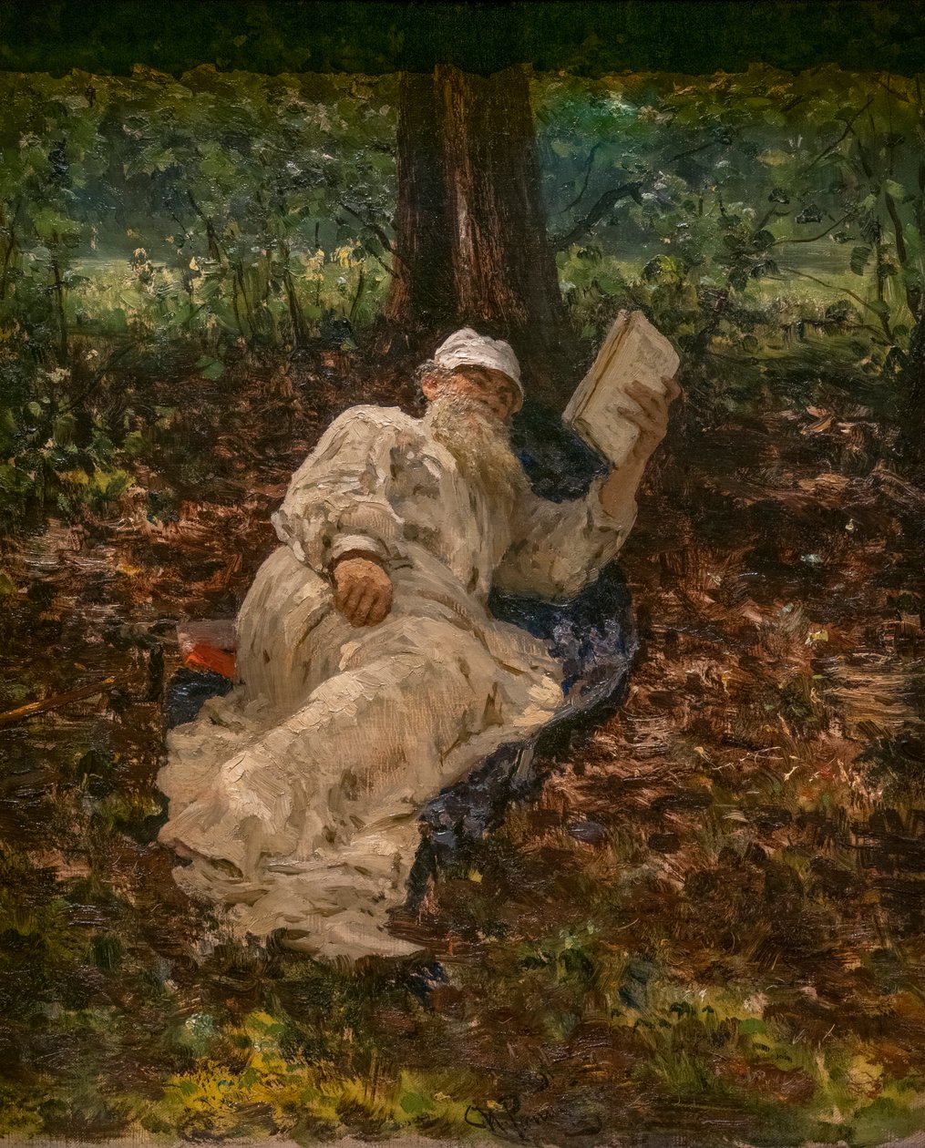 LEON TOLSTOI HVILER I SKOVEN af Ilya Efimovich Repin